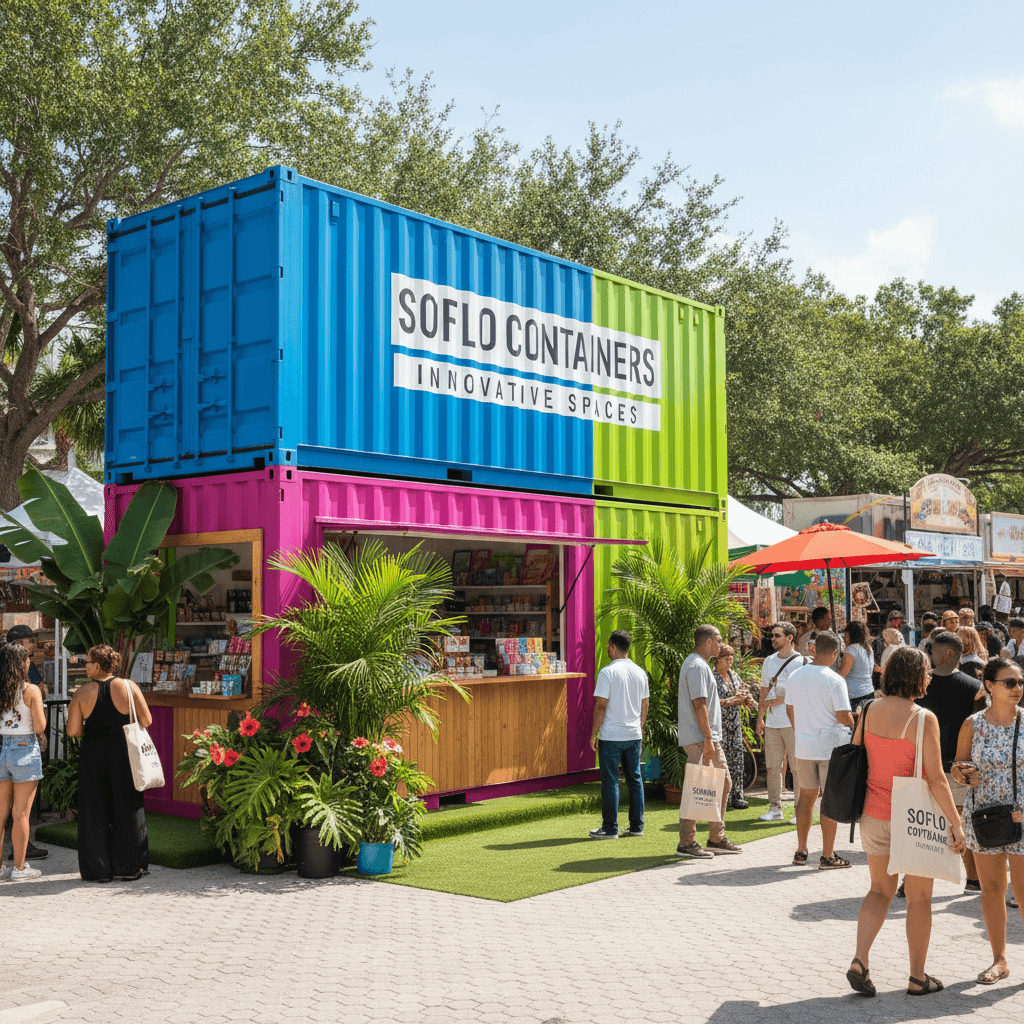 Pop-up retail container at Miami market
