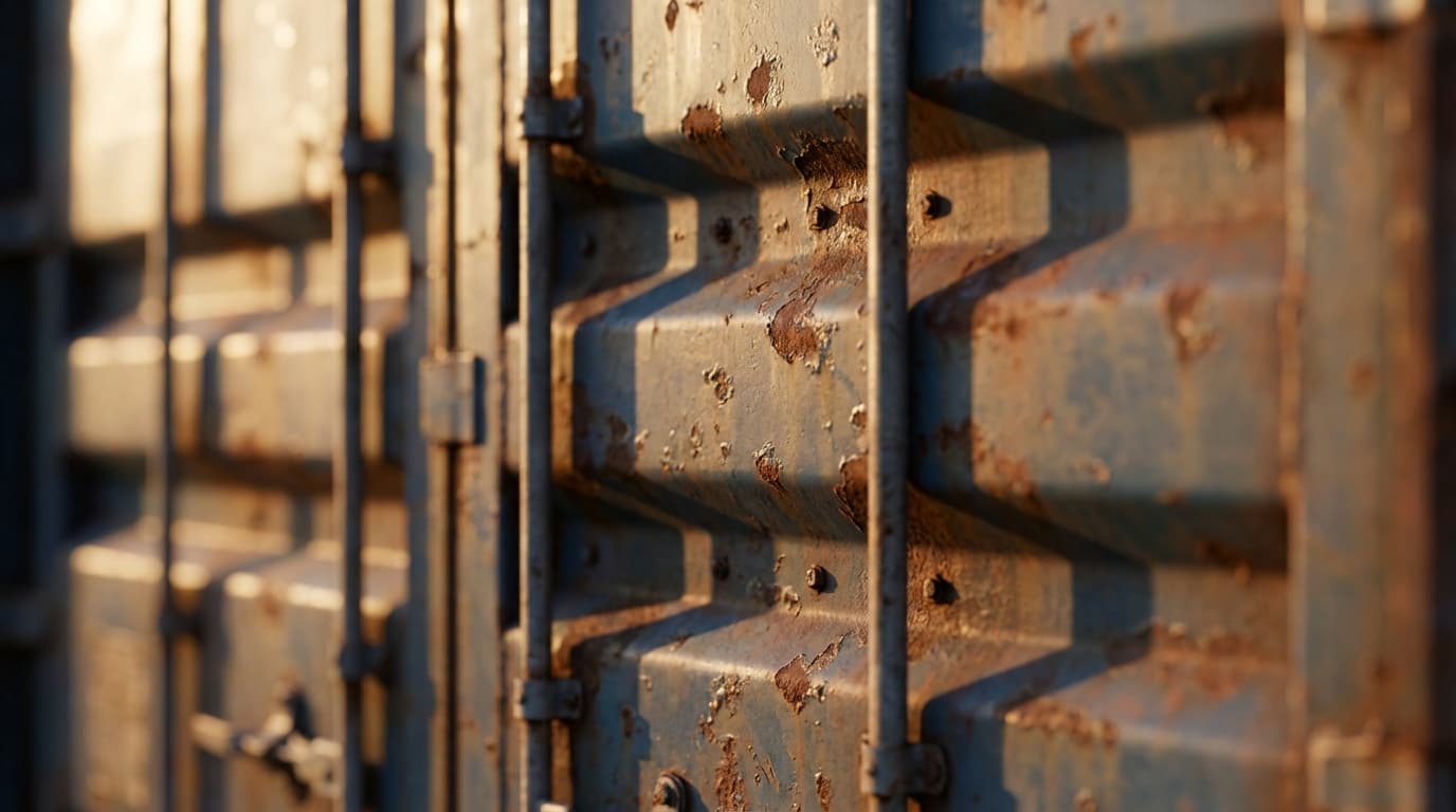 Stack of shipping containers in a Miami depot yard